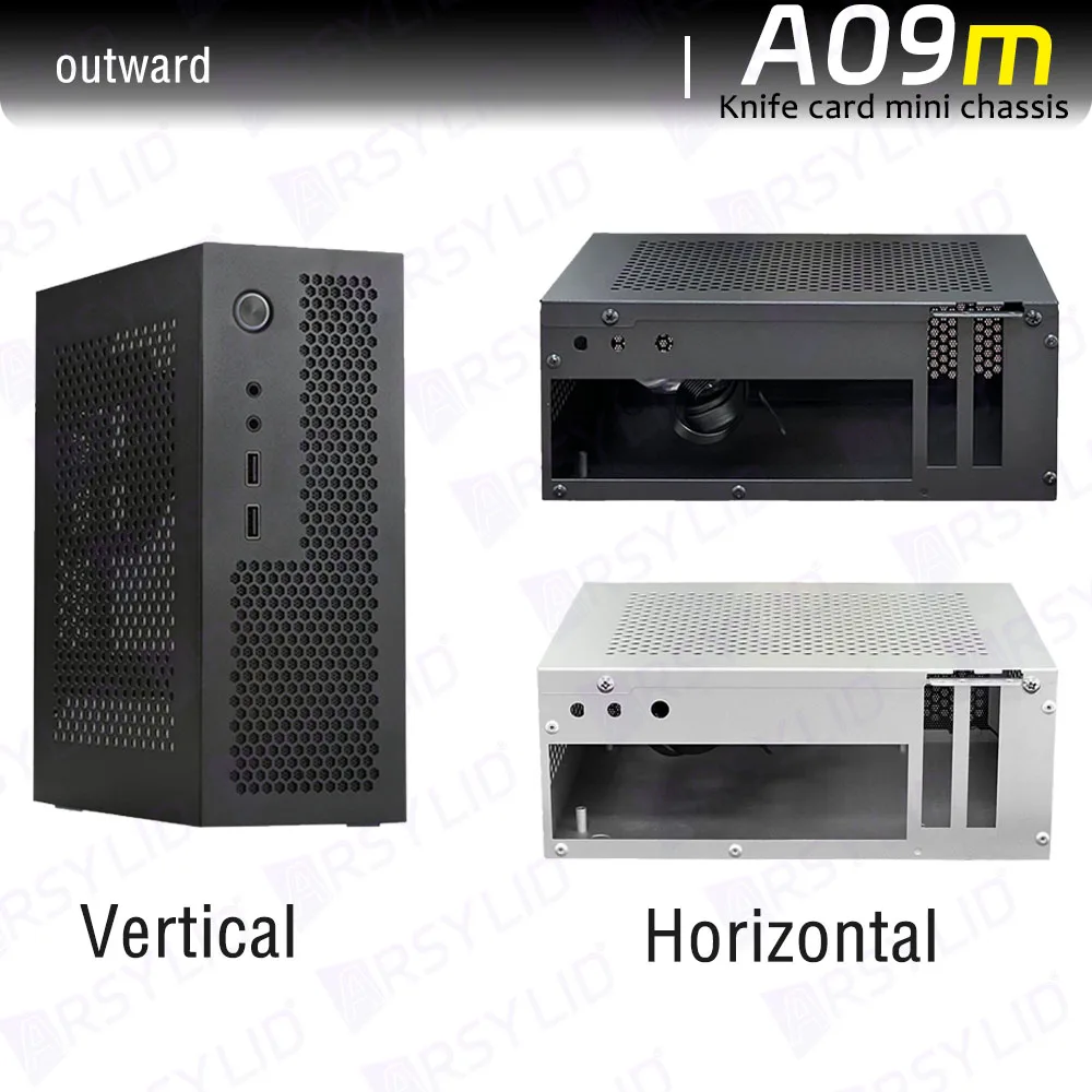 Computador Portátil pc A09m 3.6 l Itx Chassis Cartão de Faca a4 Suporte Htpc Pcie 2.5 Ssd Drive Mini Ipc Flex Psu Case A09m