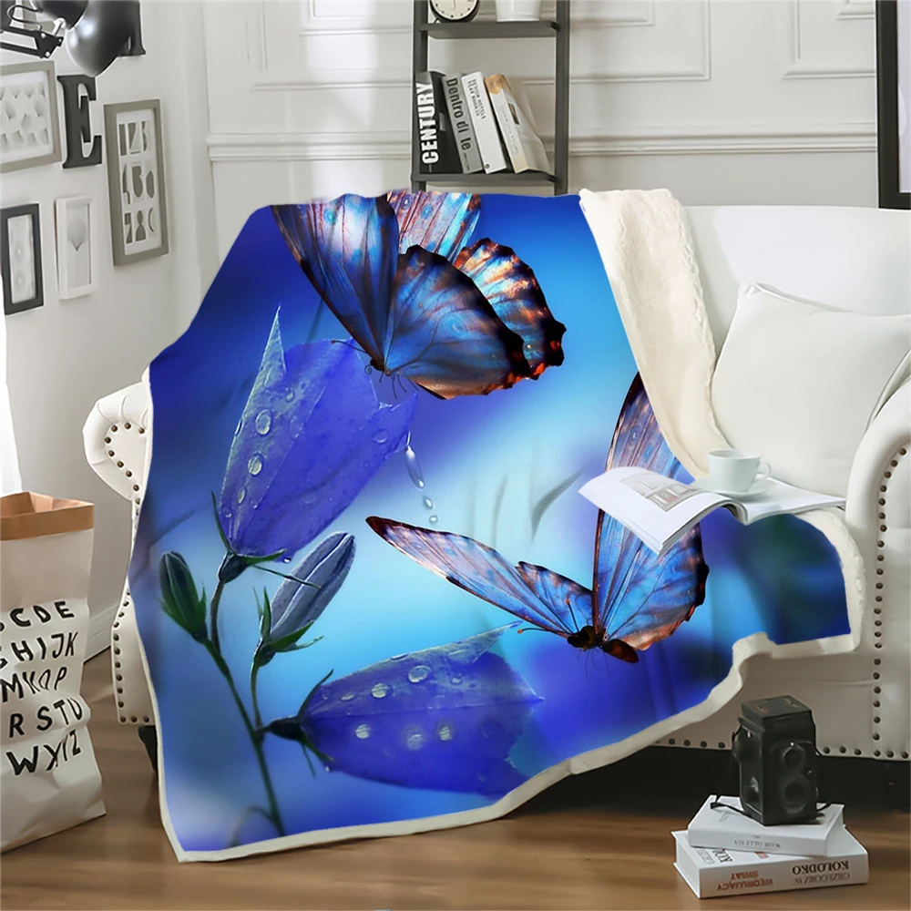 

CLOOCL Fashion Floral Blanket Pretty Butterfly Flower 3D Printed Throw Blankets Office Nap Quilts for Bed 5 Size Dropshipping