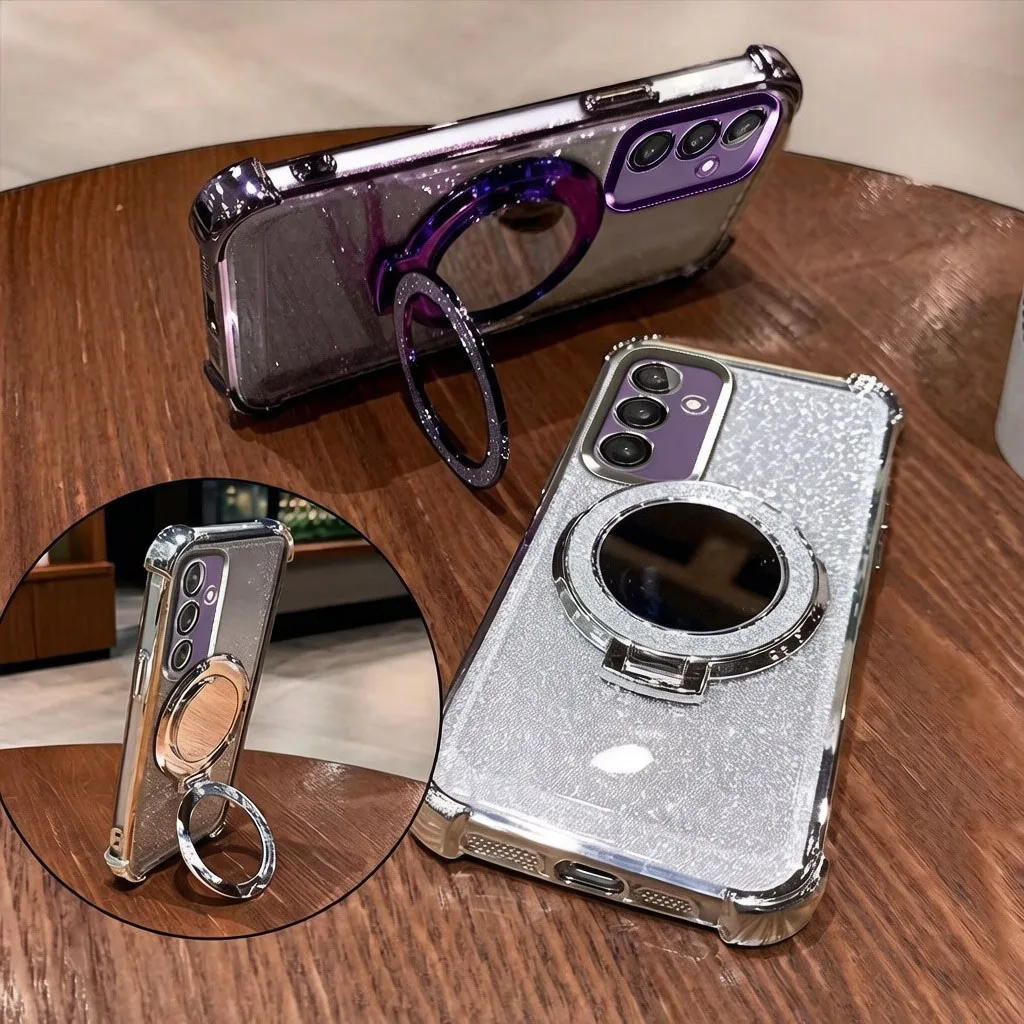 Luxury Plating Glitter Mirror Phone Case with Chain Holder