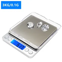 Portable Mini Precision Digital Scale, 3kg Capacity with LCD Display for Kitchen and Jewelry Weighing (3kg 0.1g)