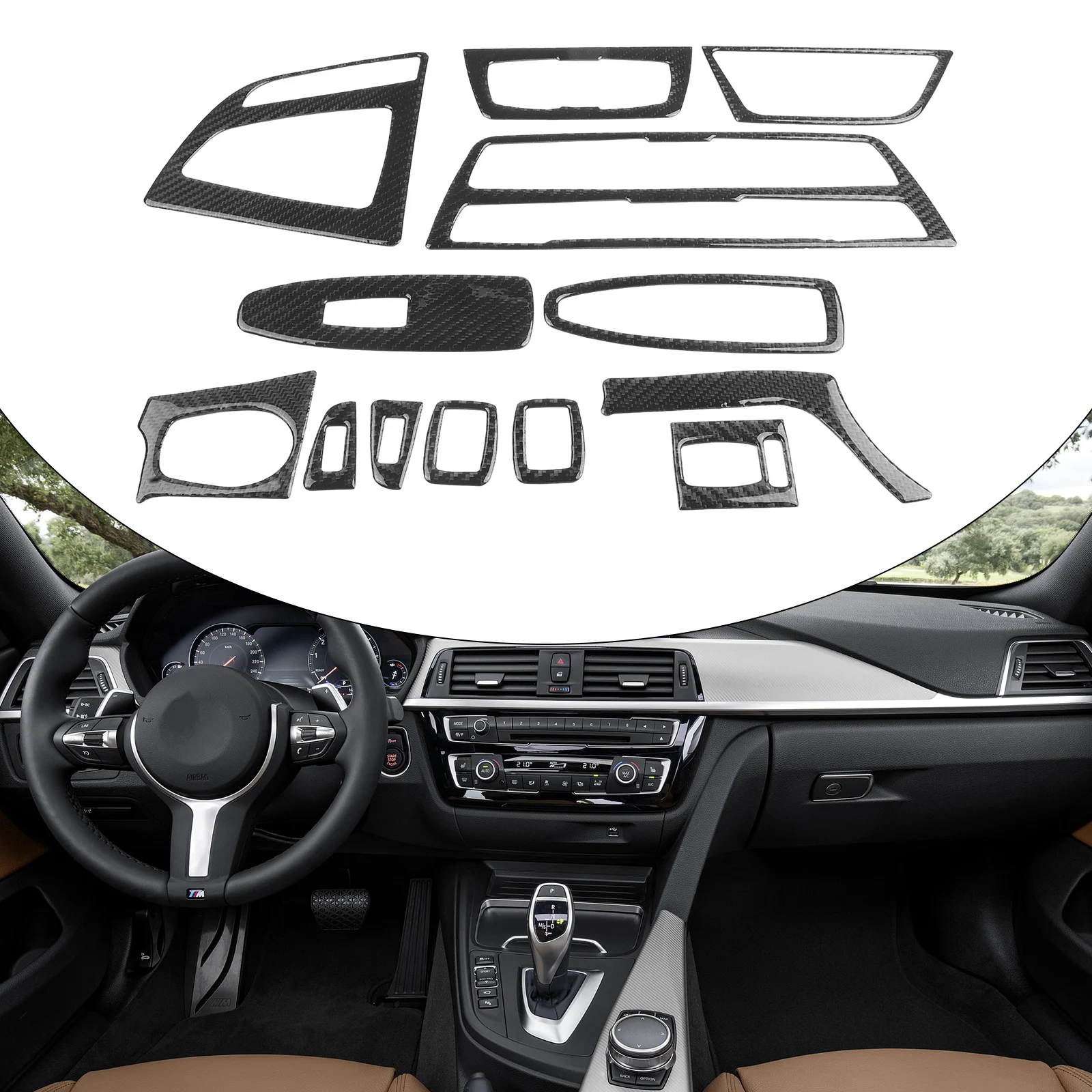 

13 шт./комплект, декоративная Обложка из углеродного волокна для BMW 3 4 Series F30 F34