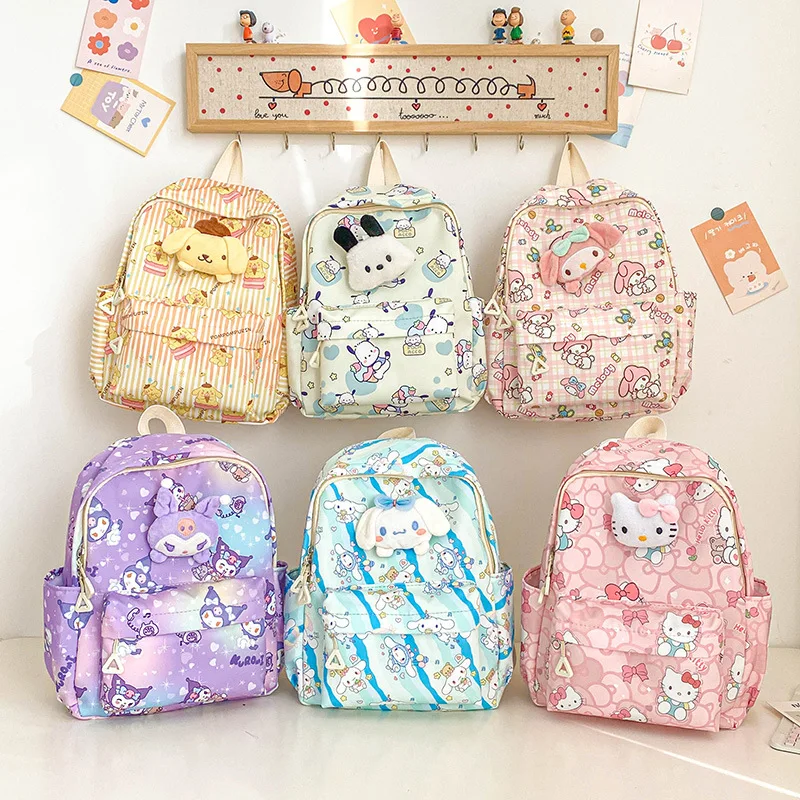 

Sanrios Backpack Anime Kawaii Cartoon Figure Hellokitty Kuromi My Melody Cinnamoroll Cute High Capacity Student Book Bag