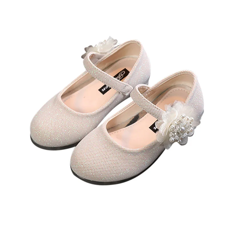 Children Girls Fashion Soft Sole Beans Shoes Pearl Flower Design Princess Style 3