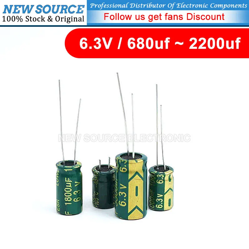 5-50PCS 6.3V DIP Aluminum Capacitor Capacitance 680uf 820uf 1000uf 1500uf 1800uf 2200uf High Frequency Low Resistance NewSource lcr meter et4401 resistance impedance capacitance inductance measure instrument digital lcr capacimetro digital meter capacitor