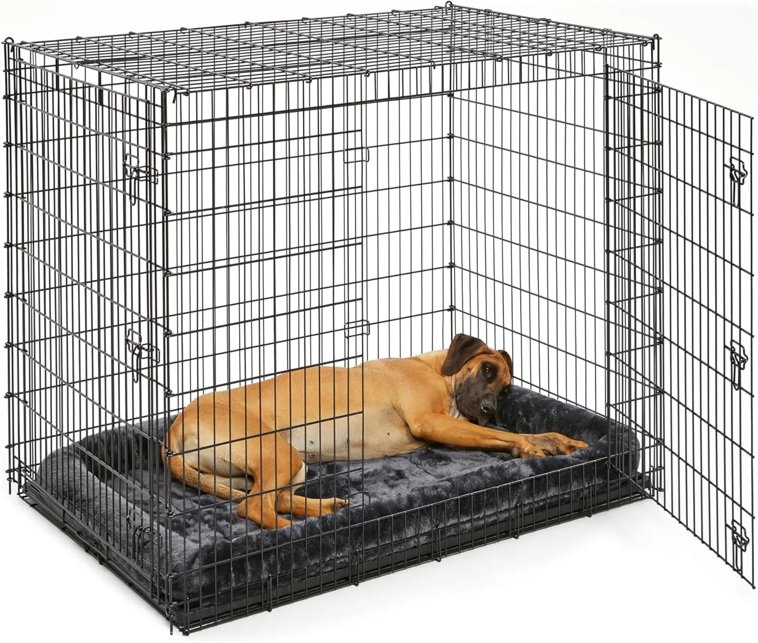 Solutions Series XXL Double Door 54-Inch Dog Crate for the Largest Breeds, Sturdy Drop Pin Assembly, Black E-Coated, SL54DD