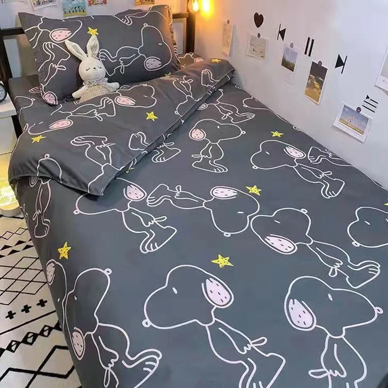 Snoopy Girl Boy Cartoon Bed Sheet Pillowcase Cartoon Cute Quilt Cover
