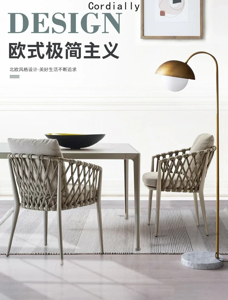 Outdoor balcony, dining table, chair, villa, hotel, garden, outdoor leisure rope woven rattan chair furniture