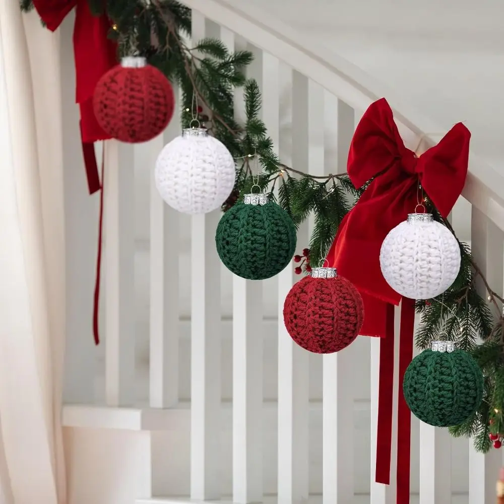 Handmade Wool Knitted Christmas Ball Decorations