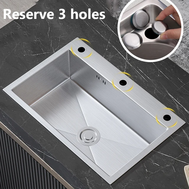 304สแตนเลสสตีลอ่างล้างจาน Topmount หรือ Undermount ชามเดี่ยวอ่างล้างหน้าสำหรับบ้านที่มีระบายน้ำอุปกรณ์เสริม 5