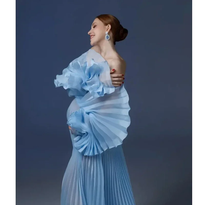 فستان أنيق لالتقاط الصور مع تفاصيل مطوية، فستان اس...