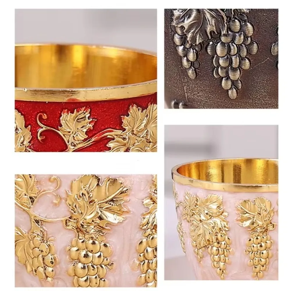 New European Style Wine Glasses Mini 30ml Spirits Cup Vodka Goblet Wedding Chalices Retro Alloy Red Liquor Glass