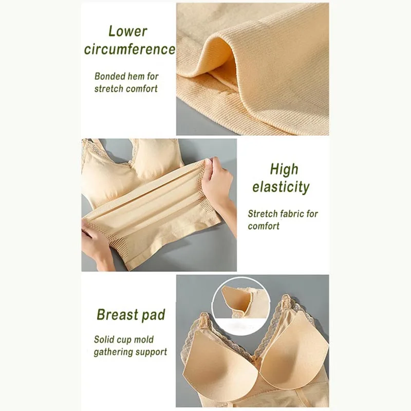 Elastic Lace Maternity Nursing Camisole Removable Breast Pad Prevent Sagging Waist Shaping Pregnant Breastfeeding Vest Underwear