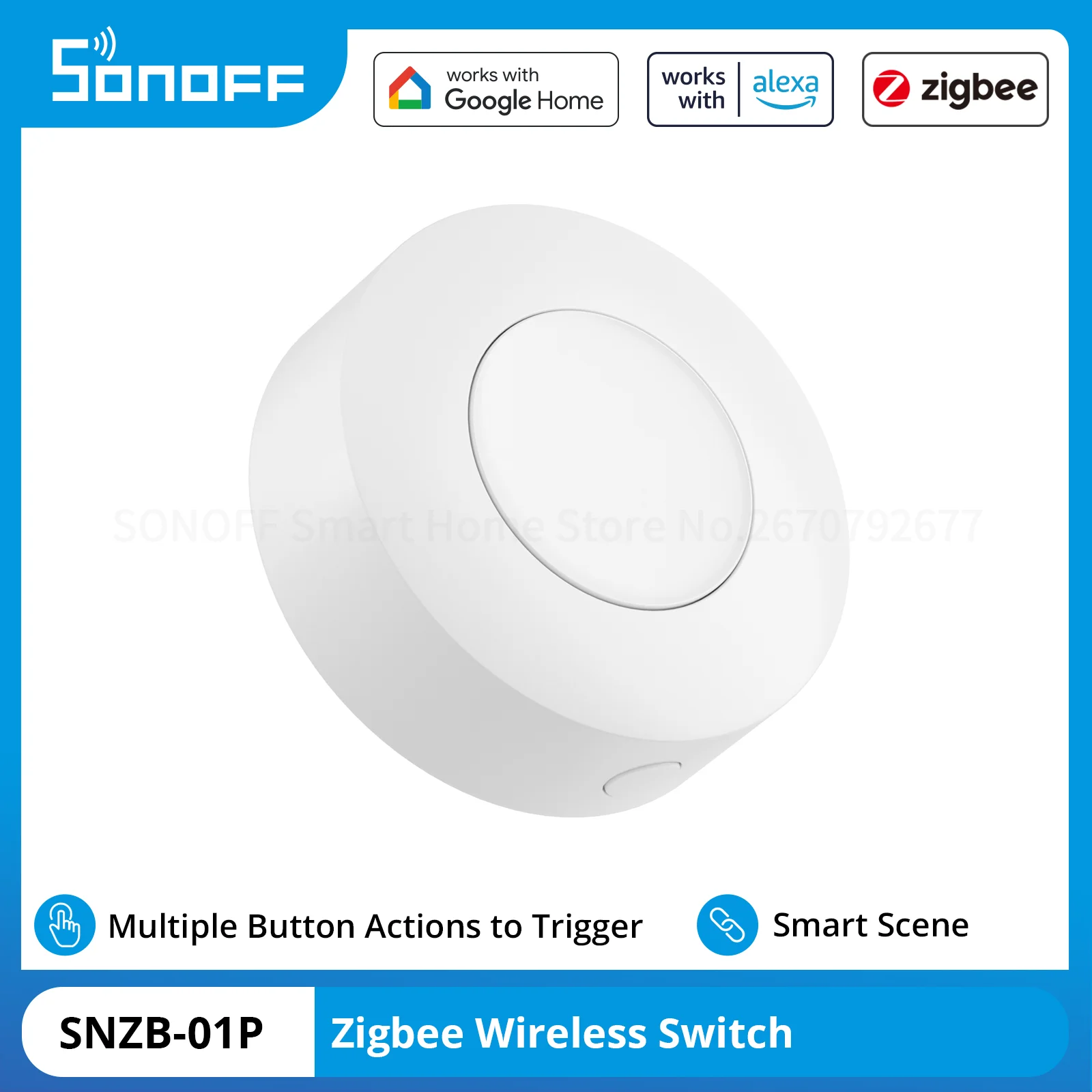 Sonoff-interruptor sem Fio Zigbee Cena Inteligente Casa Inteligente Botão de Ação Personalizado Controle Bidirecional Via Ewelink App Zbdongle-p e Snzb01p