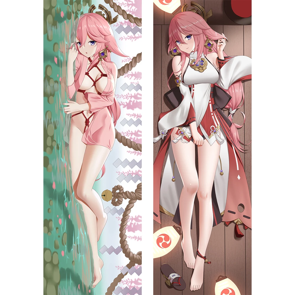 

Two-side Peachskin Dakimakura Cosplay Genshin Impact Yae Miko Anime Pilow Case Character Body Pillow Cover