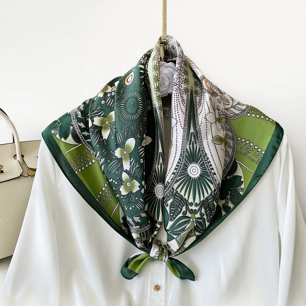 2024 Printed Spring Scarves New Simulation Silk Pink Square Scarves Fashion Scarves Wholesale of Small Scarves