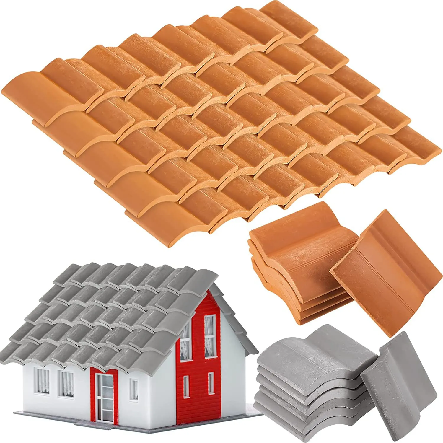 200Pcs Roof Tiles Building Set Miniature Tiles Mini Dollhouse Shingles Fake Tile Landscape Garden Diorama Roofing 2