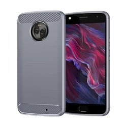 Shockproof Matte Silicone Phone Case with Carbon Fiber Design - Moto X4 (Grey)