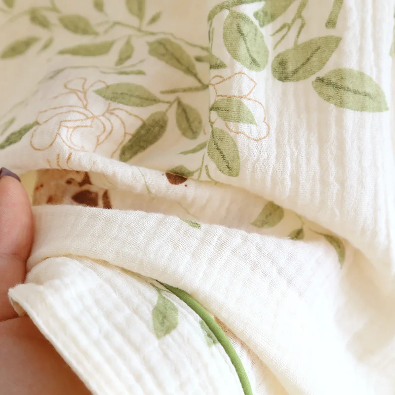 2024 Japanese New Summer Women's Pajama Set 100% Cotton Crepe Short Sleeve Shorts Two Piece Sweet Japanese Home Fury Ladies