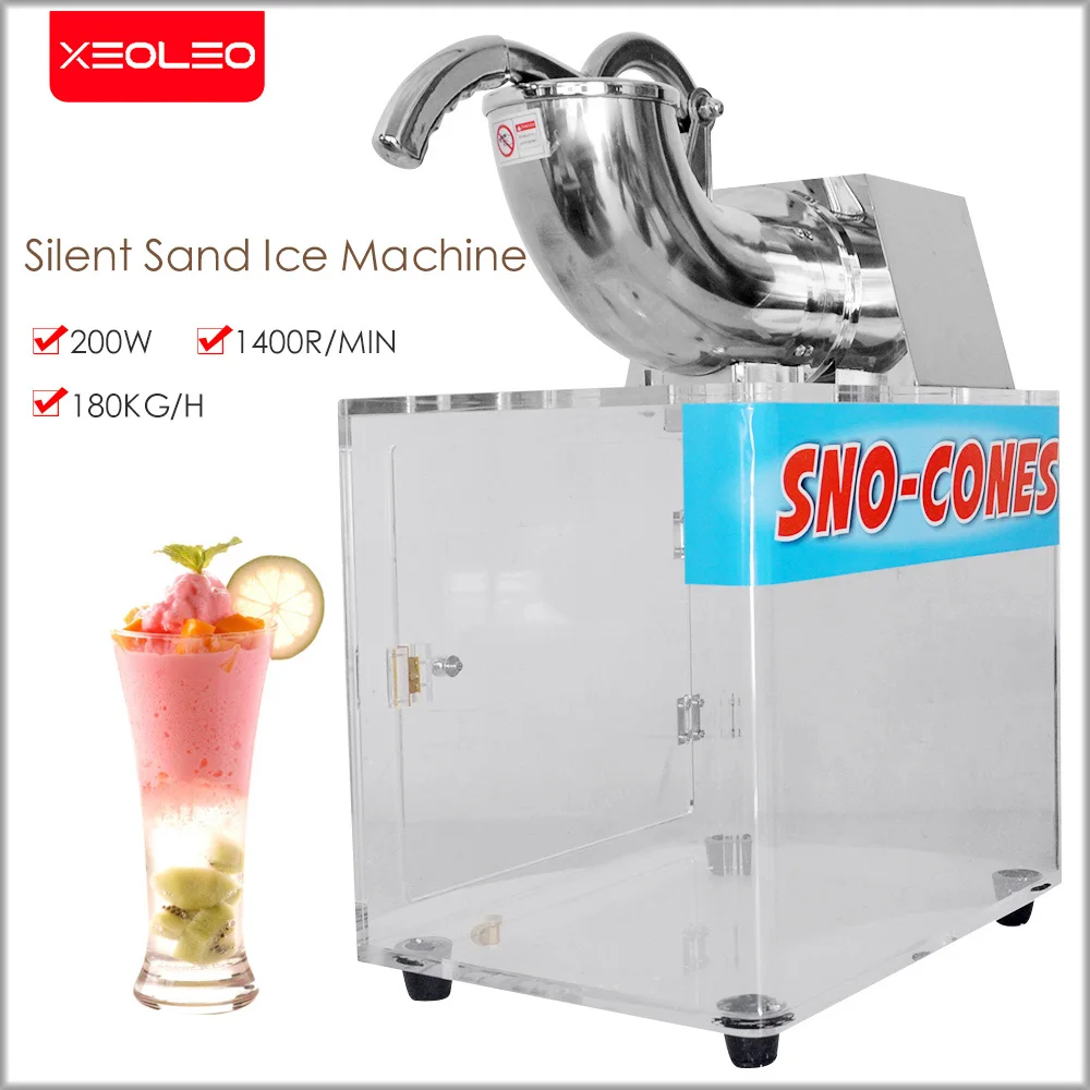 

XEOLEO Commercial Snow Cone Machine Ice Crusher Snowflake Ice Machine 200W Automatic Double Blades Shaver Ice Snow Cone Maker
