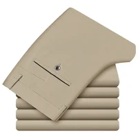 Pantalon décontracté 2024 coton pour hommes, classique, droit, ample, taille haute, élastique, vêtements de marque, nouvelle collection 98% 6