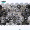 Rare Natural Black Rutilated Quartz Healing Crystal Beads For Jewelry Making DIY Handmade Accessories Strand 15" 3
