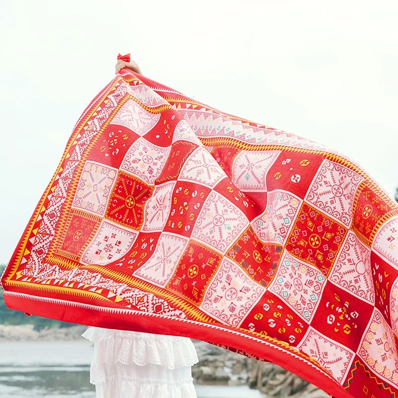 13Styles 90x180cm Print Long Linen Beach Travel Suncare Dress Sarong Wrap Shawl Scarf Women Brazilian Swimsuit Bathing Cover-Ups