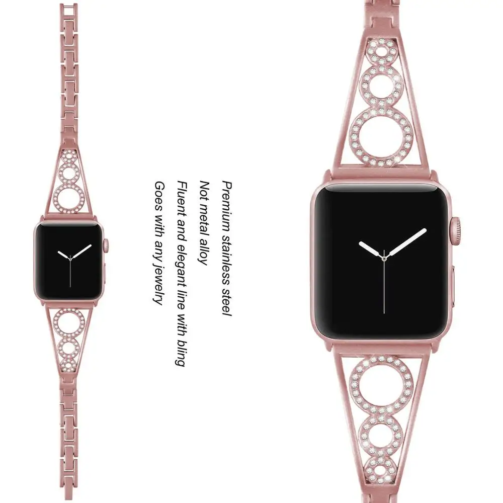 

women Diamond band for apple watch 8 Strap 41mm 45mm watchband 44mm 40mm 38MM 42MM stainless strap for iwatch services 7 6 5 4 3