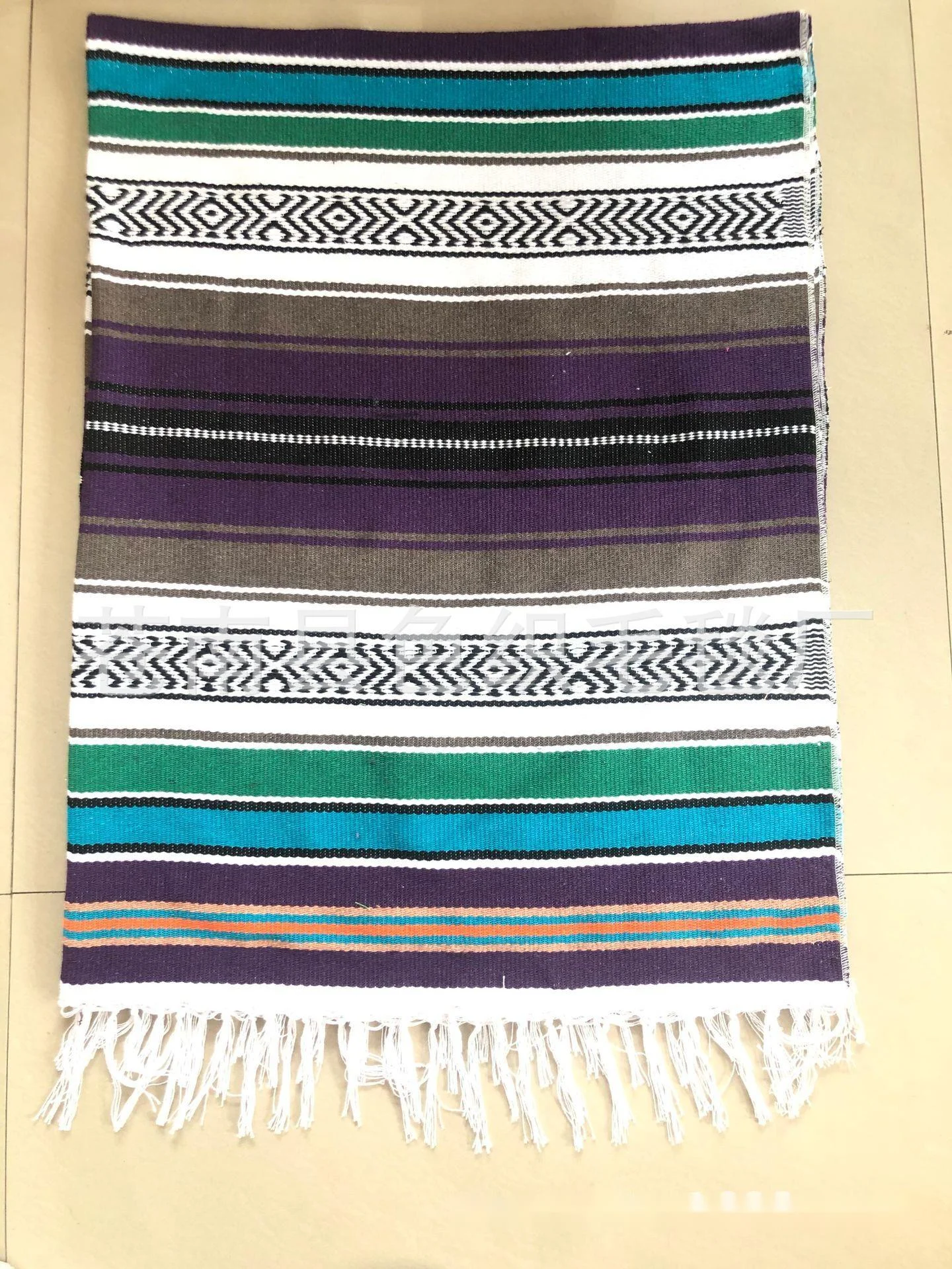 Mexican Blanket Travel Striped Rainbow Beach Blankets Mat for Beds Outdoor Picnic Sofa Cover with Tassel 2
