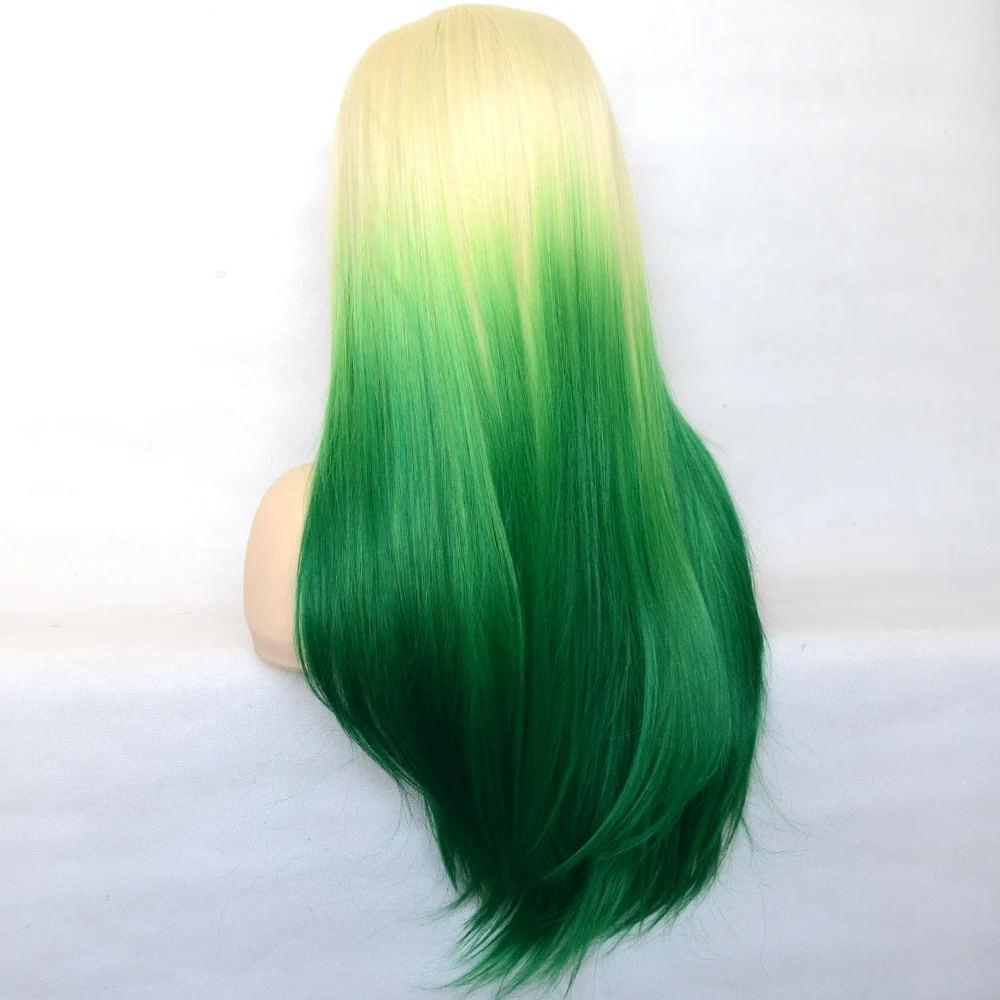Synthetic Lace Front Wig Silky Straight Heat Resistant Fiber Cosplay For Women
