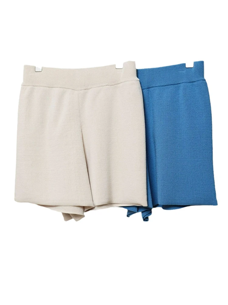 [LANMREM] Elastic High Waist Knitting Shorts For Women Solid Korean Style Loose Fashion Clothing 2024 Summer New 26D8727