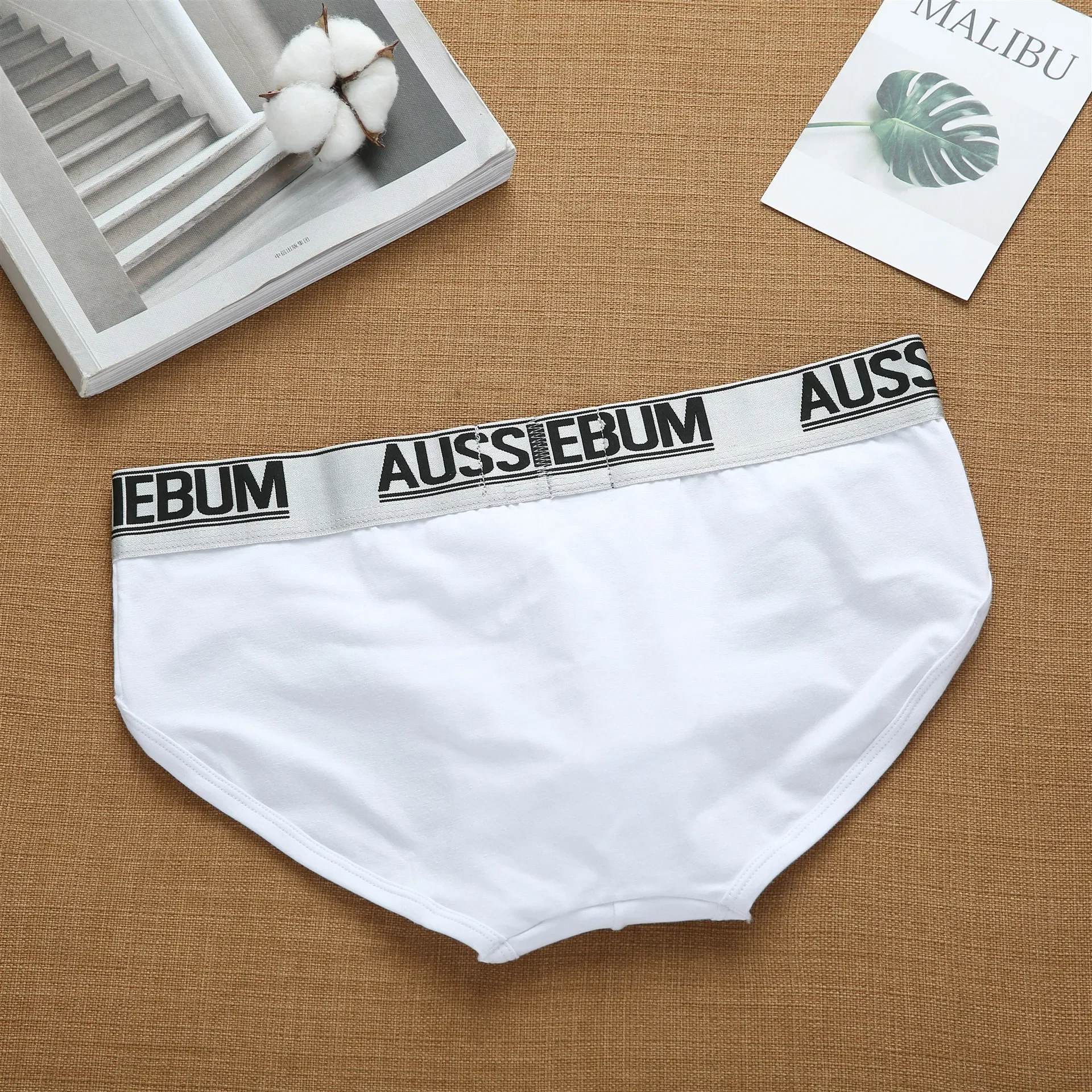 Men's cotton comfortable low waist elastic tide letter briefs youth underwear 3
