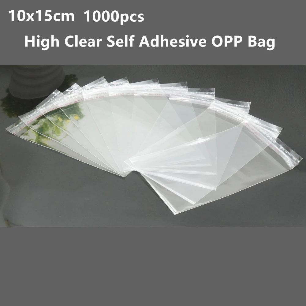 1000pcs 10*15cm All Clear Self Adhesive Seal OPP Plastic Bags