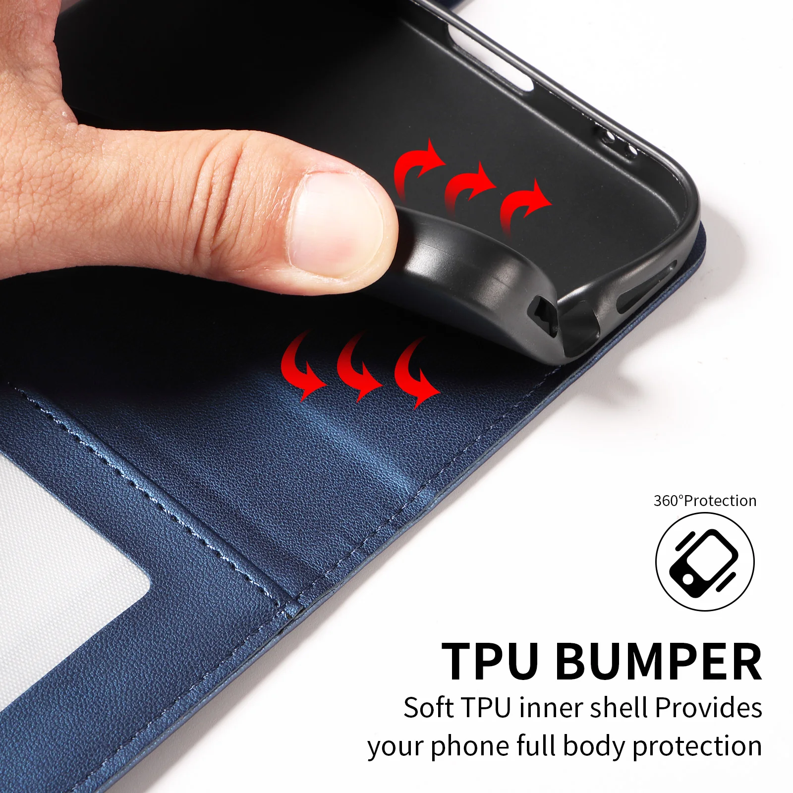 Embossed Faux Leather Flip Wallet Phone Case - Stylish, Portable, Anti-Drop with Card Slot