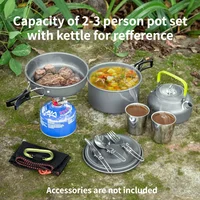 Batterie de cuisine de Camping pour 1 à 7 personnes, casserole et poêle légères et portables avec sac de transport, parfait pour le Camping en plein air 3