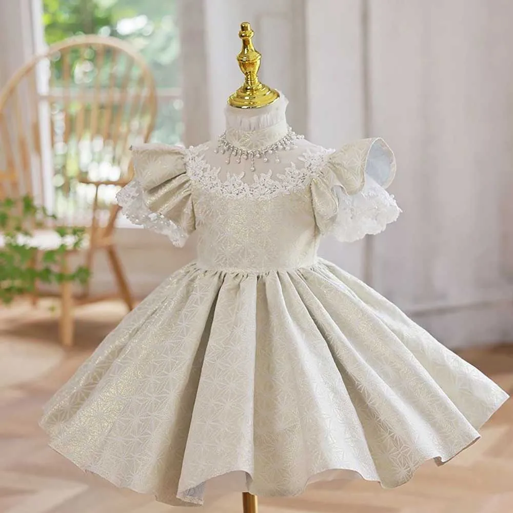 

High-End Flower Turkish Girls Dresses for Easter Eid Kids Princess Ball Gown Evening Birthday Party Dress Vintage Children