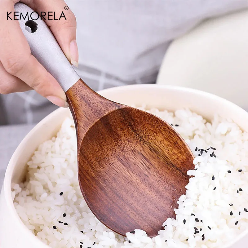 Thai Wooden Spoon Kitchen Non-Stick Food Grade Soup Spoon Rice Cookware Set 7PCS With Heat-Resistant Handles