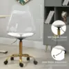 Acrylic Clear Desk Chair, Modern Small Cute Armless Vanity Rolling Plastic Chair Home Office Lucite Ghost Chairs Cushion Padded 3