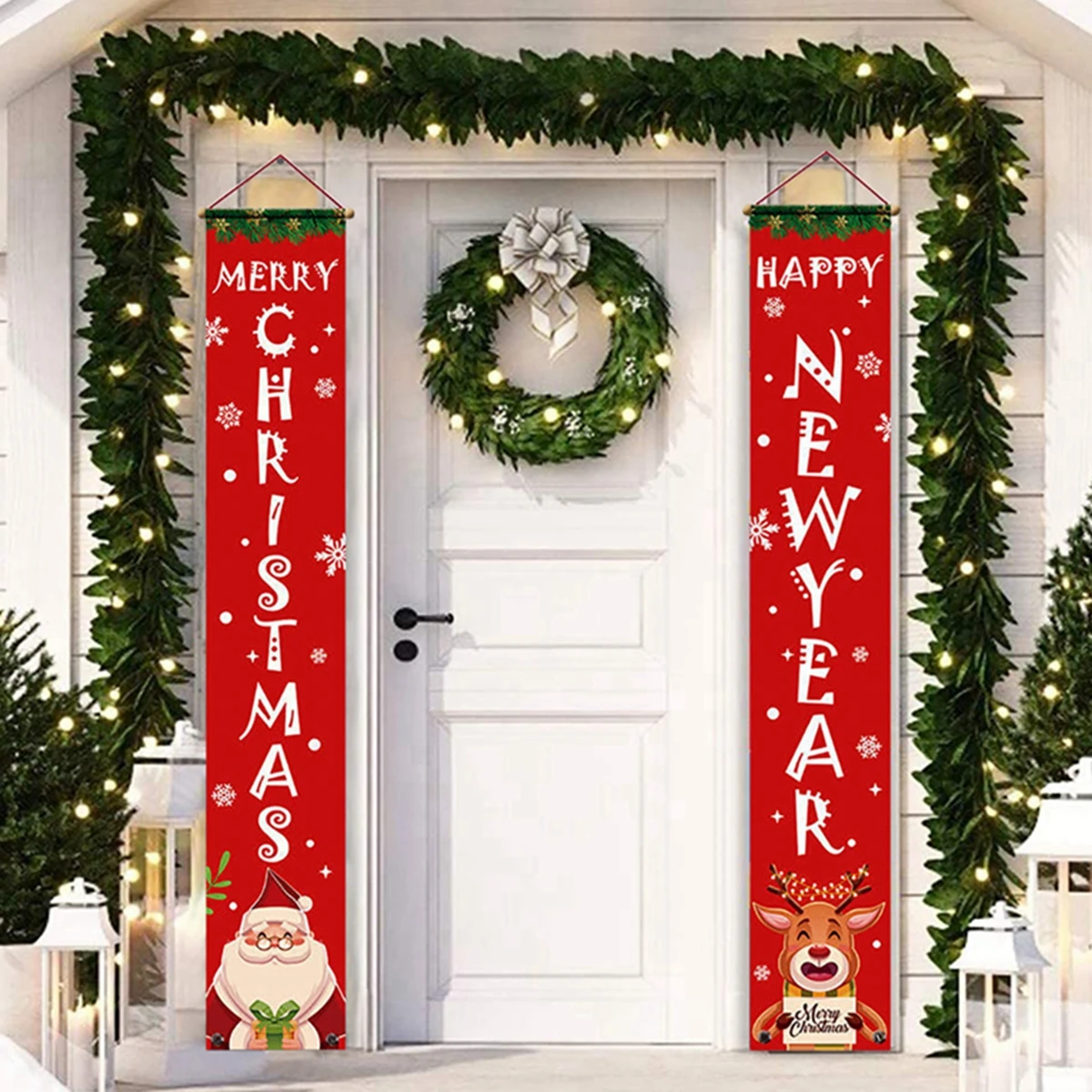 Large Red Christmas Hanging Decorative Banner Signs for Xmas Outdoor or Indoor House Home Party Decoration Christmas Tree OLOPE Merry Christmas Banner Outdoor Yard Decorations 