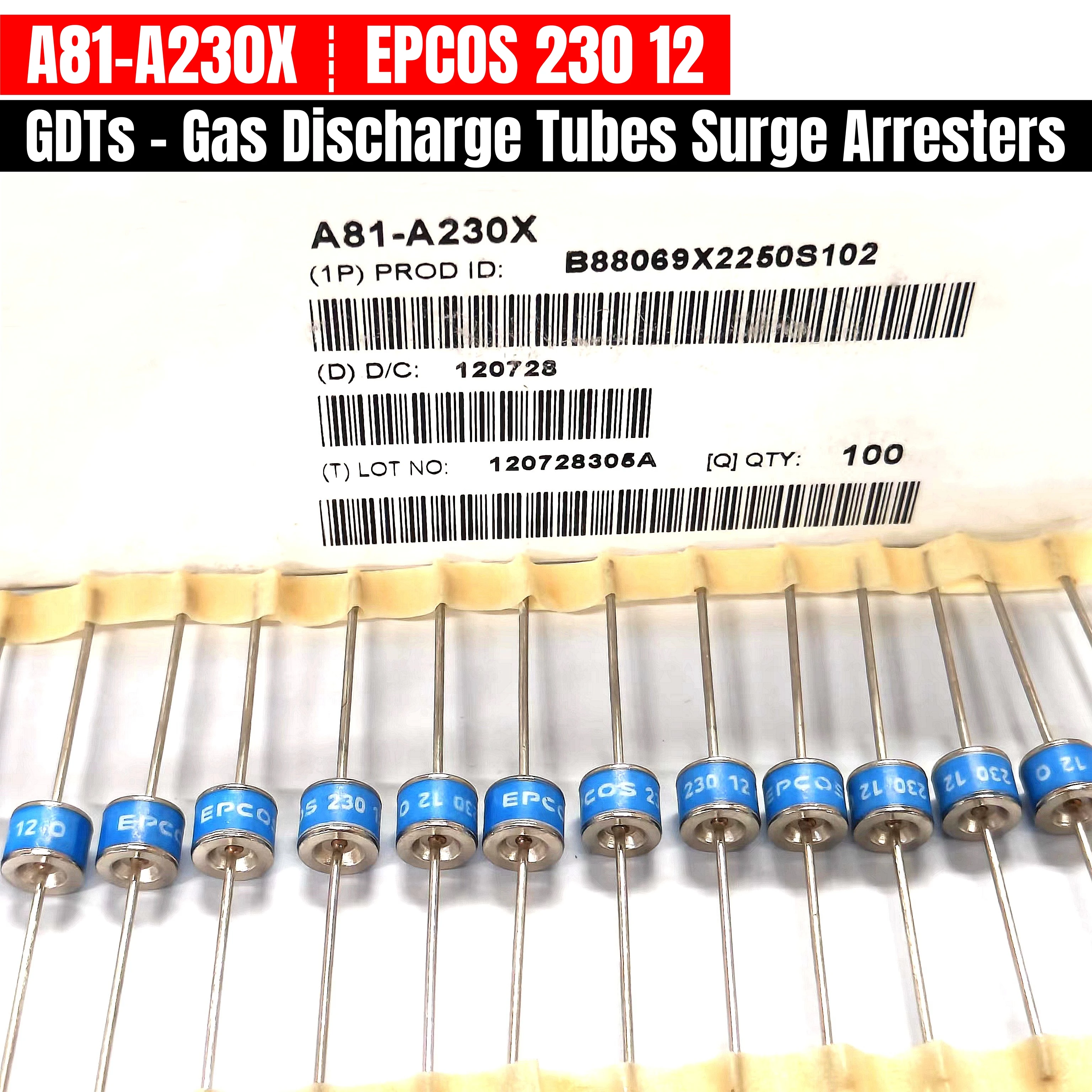 5/10PCS Original TDK Ceramic GDTs A81-A230X B88069X2250S102 EPCOS 230 12 20KA 2R 230V Gas Discharge Tubes 8*6MM Surge Arresters