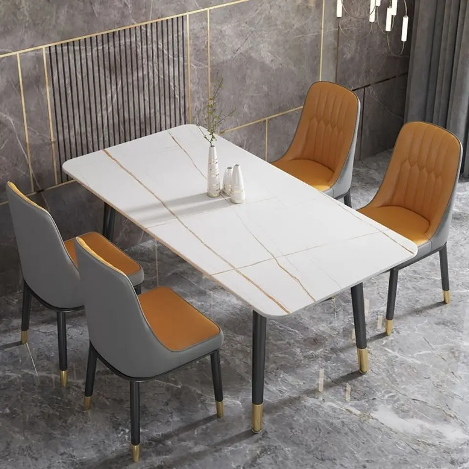 

Italian-style slate dining table chair family small apartment modern minimalist luxury dining table rectangular minimalist dinin