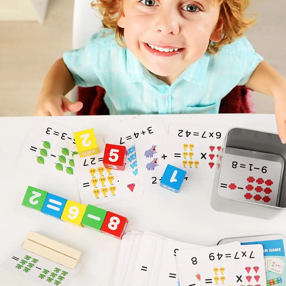 Educational Math Toys Educational Math Toy Set for Kids Addition Subtraction Multiplication Division Flashcards with Square