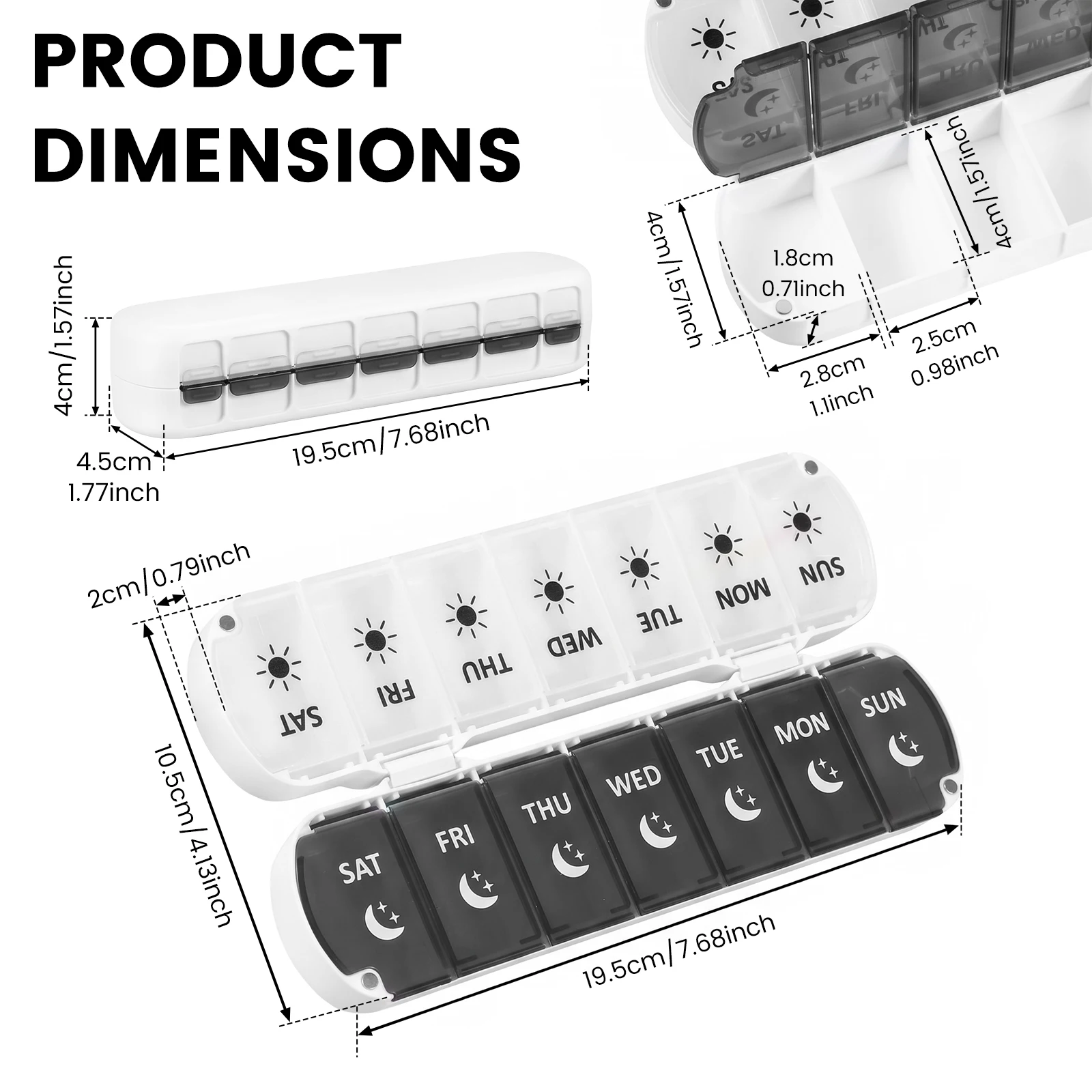 Compact 7-Day Foldable Pill Organizer with Dual Daily Compartments