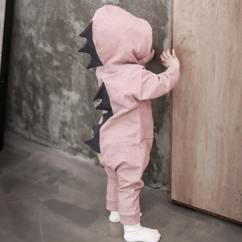 Newborn Baby Clothing New Fashion leisure Clothes Boy Girl Dinosaur Hooded Romper Jumpsuit Outfits Autumn Winter Kids Clothes - 3