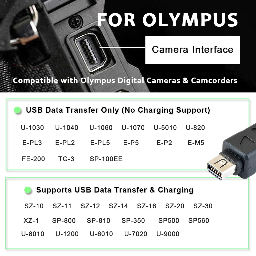 올림푸스 카메라용 USB 데이터 코드 CB-USB6 12핀 케이블 E-PL3 E450 E400 SZ-14 U1070 SZ-31MR OM-D E-M5 TG-1 Tough3000 카메라 케이블