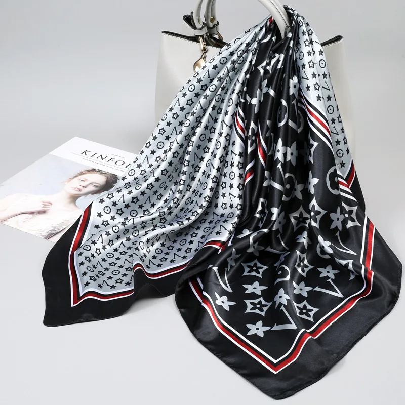 90x90 Large Square Scarf for Women Popular 2024 Silk Scarf Spring and Autumn Luxury Fashionable Mom's Small Square Scarf 3
