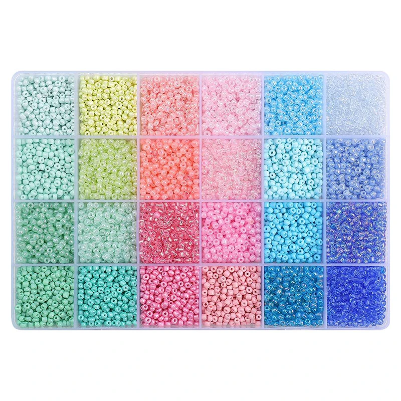 1 Set/Bag 3mm 24 Grid Rice Bead Set Box Colorful Unique Loose Beads Handmade DIY Jewelry Bracelet Earrings Accessories Materials