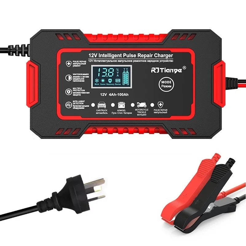 AU Plug Car Battery Charger 12V 6A Pulse Repair  Intelligent Fast Charging AGM Deep Cycle GEL Lead-Acid Auto Motorcycle