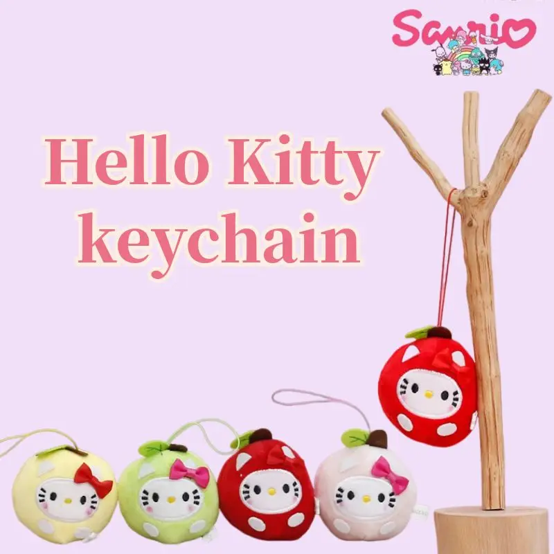

Новинка, брелок-подвеска Sanrio с рисунком из мультфильма, с головой яблока, Hello Kitty, для девочек, бесплатная доставка