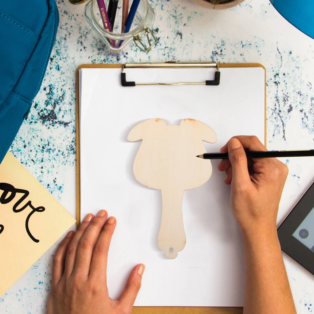 5개 DIY 나무 화장대 거울 무도색 H형 빈 공예품 어린이 가족 H형 장난감 장식 나무 거울 용품