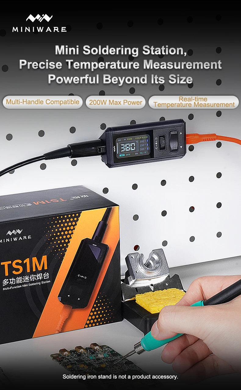 TS1M Mini Soldering Station PD3.1 12V-28V 200W Max Compatible with T245/T210/T11